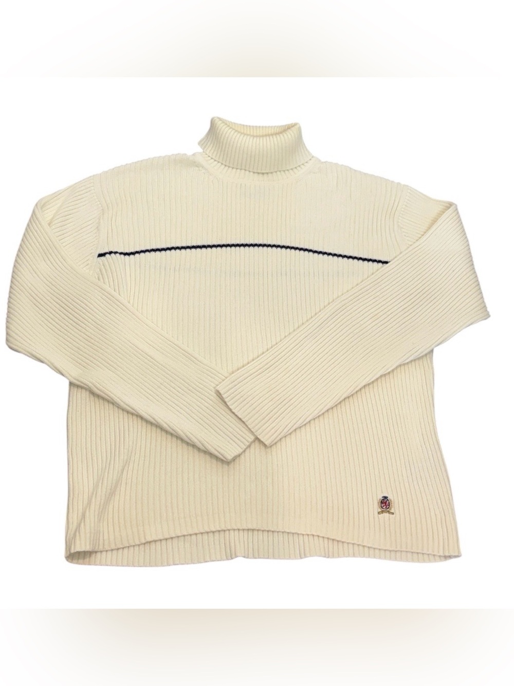 Vintage Tommy Hilfiger Men’s XXL Cream Ribbed Turtleneck Sweater $98 Retail